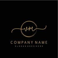 Initial VM handwriting logo with circle hand drawn vector