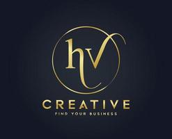 Letter H V Cursive Business logo vector
