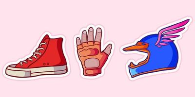 Hand drawn racer stickers pack vector