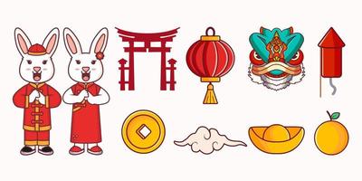 chinese new year elements collection vector