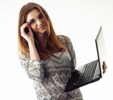 young businesswoman with laptop photo