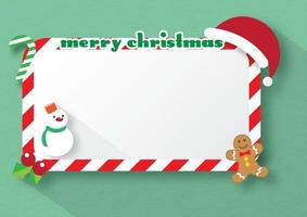 Symbol of Christmas on white board with Merry Christmas wording on shadow and light green background. vector