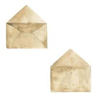 conjunto de objetos dibujados a mano con acuarela, sobres rectangulares de papel artesanal, color beige natural. aislado sobre fondo blanco. diseño para papel, amor, tarjetas de felicitación, textil, impresión, papel pintado, boda vector