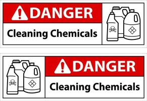 Danger Sign Cleaning Chemicals Sign On White Background vector