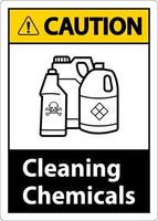 Caution Sign Cleaning Chemicals Sign On White Background vector