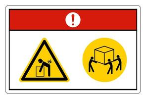 Danger Lift Hazard Use Three Person Lift Symbol Sign On White Background vector