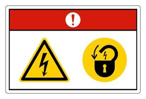 peligro voltaje peligroso bloquear energía eléctrica símbolo signo sobre fondo blanco vector