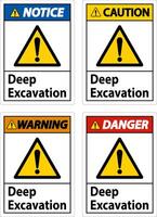 Deep Excavation Danger Sign On White Background vector