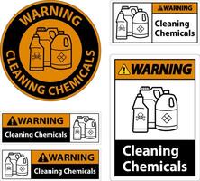 Warning Sign Cleaning Chemicals Sign On White Background vector