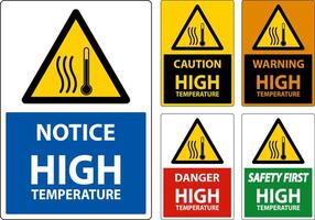 precaución símbolo de alta temperatura y señal de seguridad de texto. vector