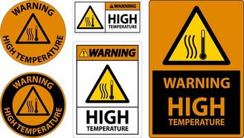 Warning High temperature symbol and text safety sign. vector