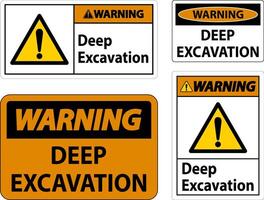 Deep Excavation Warning Sign On White Background vector