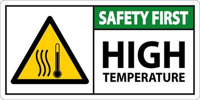 primer símbolo de alta temperatura de seguridad y señal de seguridad de texto. vector