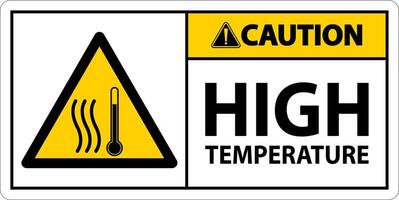 Caution High temperature symbol and text safety sign. vector