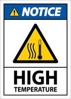 Notice High temperature symbol and text safety sign. vector