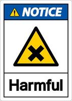 Harmful Notice Sign On White Background vector