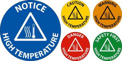 precaución símbolo de alta temperatura y señal de seguridad de texto. vector