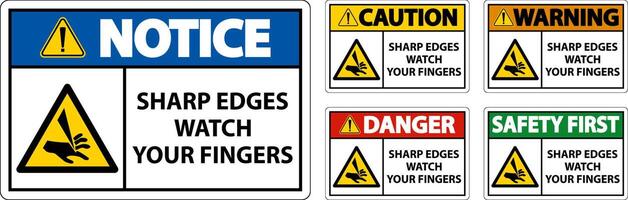 Warning Sharp Edges Watch Your Fingers On White Background vector