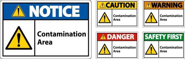 Contamination Area Warning Sign On White Background vector