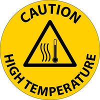 Caution High temperature symbol and text safety sign. vector