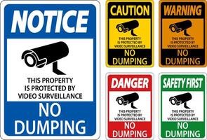 Warning No Dumping, Property Protected by Video Surveillance Sign vector