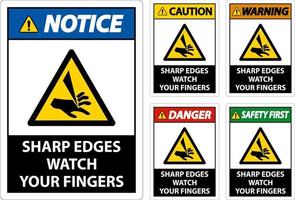Warning Sharp Edges Watch Your Fingers On White Background vector