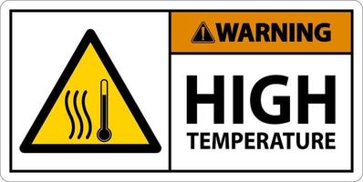 Warning High temperature symbol and text safety sign. vector