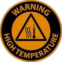 símbolo de advertencia de alta temperatura y señal de seguridad de texto. vector