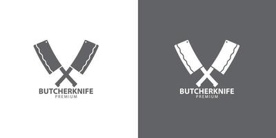 plantilla de logotipo de restaurante de cuchillo de carnicero vector