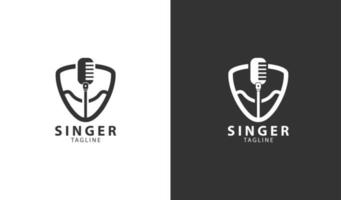 idea de diseño simple de plantilla de logotipo de cantante vector