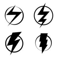 Set of electric lightning, thunder bolt in doodle style. isolated on white background. vector illustration