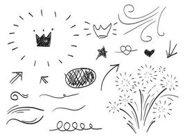 hand drawn set of abstract comic doodle elements. use for concept design. isolated on white background. vector illustration