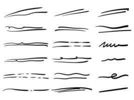 Hand drawn set of underline, curly swishes, swashes, swoops. swirl, signature. Highlight text elements. doodle vector illustration