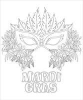 mardi gras para colorear con flores vector