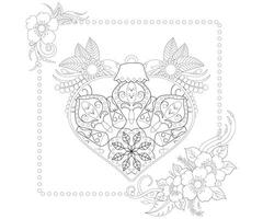 Christmas Balls Coloring Page For Doodle Style With Mehendi Flower. vector