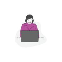 women with laptop vector