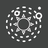 Planets Orbitting Sun Line Inverted Icon vector