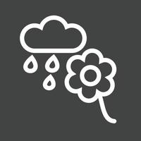 Flower with rain Line Inverted Icon vector