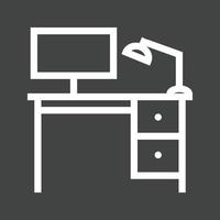 Office Desk Line Inverted Icon vector