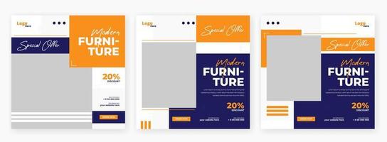 Furniture social media post template design vector