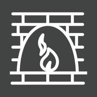 icono de línea de horno de fuego invertido vector