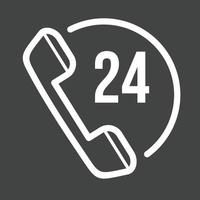 24 Hours Call Line Inverted Icon vector
