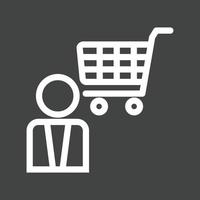 icono de línea invertida de asistente de compras vector