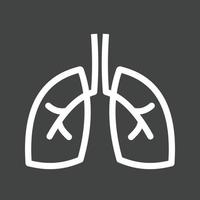 icono de línea invertida de pulmones vector
