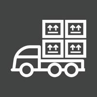 Loaded Truck Line Inverted Icon vector