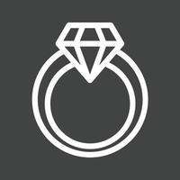 icono de línea de anillo de diamantes invertida vector