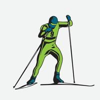 Person riding snowboard. Snowboarder in action vector illustration. Extreme winter sports. Snowboarding emblem. Sport club logo. Snowboarding equipment.