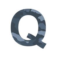 English alphabet letter Q, khaki style isolated on white background - Vector