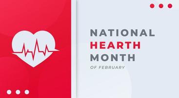Happy National Heart Month February Celebration Vector Design Illustration. Template for Background, Poster, Banner, Advertising, Greeting Card or Print Design Element