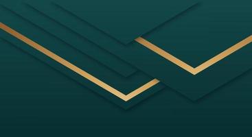 Abstract Premium Dark Green Geometric Overlap Layer with Stripe Golden Lines Luxury Style Background vector